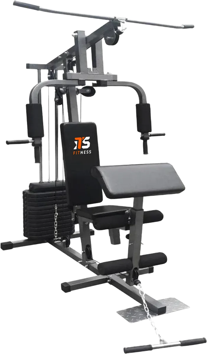 IT'S Fitness 80 kg home gym station with weight stack, pulleys and preacher curl pad